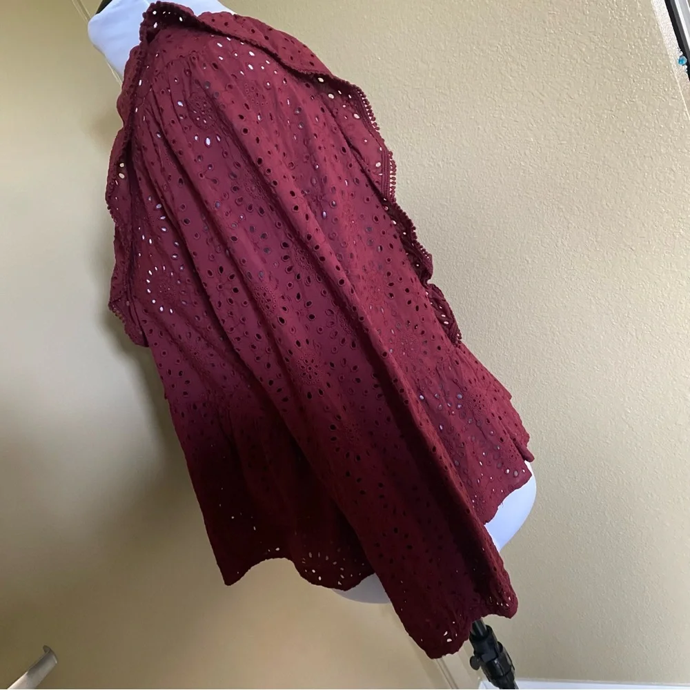 Like New Madewell Burgundy Broderie Anglaise Cotton Top